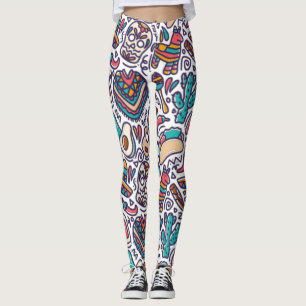 Leggings Cinco De Mayo Mexican Fiesta Seamless Pattern