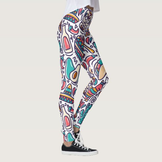 Leggings Cinco De Mayo Mexican Fiesta Seamless Pattern (Droite)