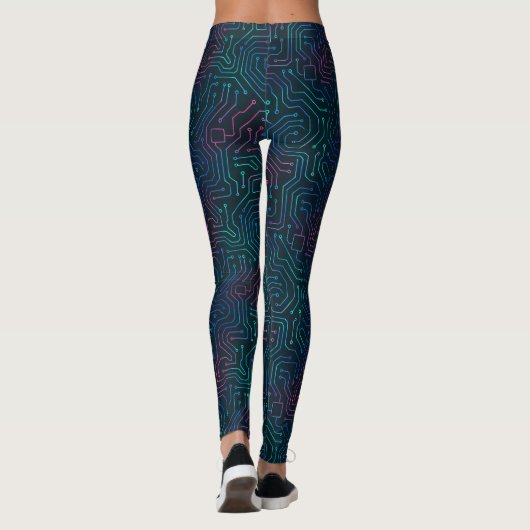 Leggings Circuitrie néon — Rêves électriques en mouvement (Dos)