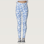 Leggings Circuits bleus et blancs modernes (Devant)