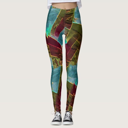 Leggings cire sculptée à l'aspect Brown et bleu (Devant)