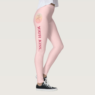 Leggings Citation d'amour Romantique Kiss rose