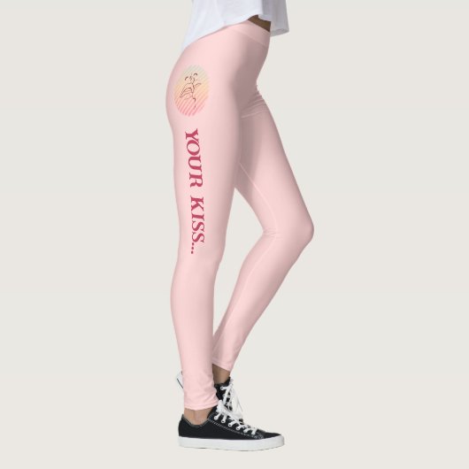 Leggings Citation d'amour Romantique Kiss rose (Droite)
