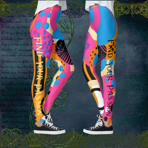 Leggings Citation de couleurs vives pour Motif Abstrait Pop