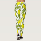 Leggings Citronnier Art : Citrus jaune Motif sans couture (Dos)