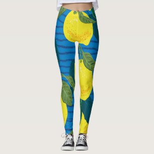 Leggings Citrons Citrus : Vintage À Dessin À La Main Sans C
