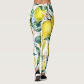 Leggings citrons d'aquarelle, branche d'agrumes frais. (Dos)