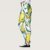 Leggings citrons d'aquarelle, branche d'agrumes frais. (Gauche)