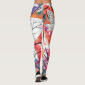 Leggings Citrons dessinés à la main, Motif Feuille bleu. (Dos)