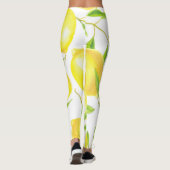 Leggings citrons et feuilles d'aquarelle : motif. (Dos)