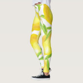 Leggings citrons et feuilles d'aquarelle : motif. (Gauche)
