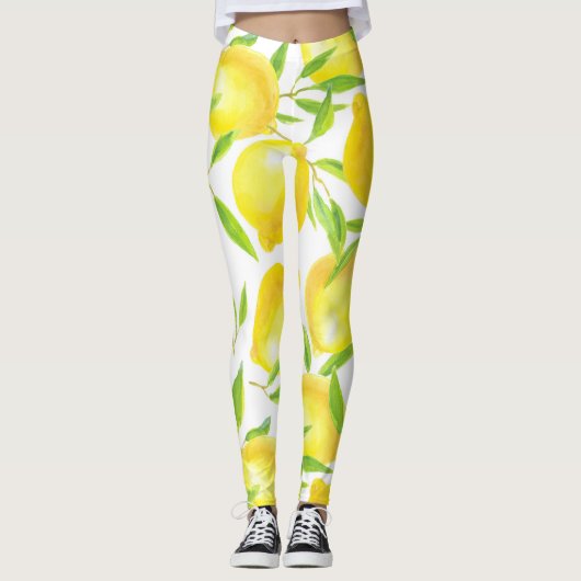 Leggings Citrons et motif feuille (Devant)