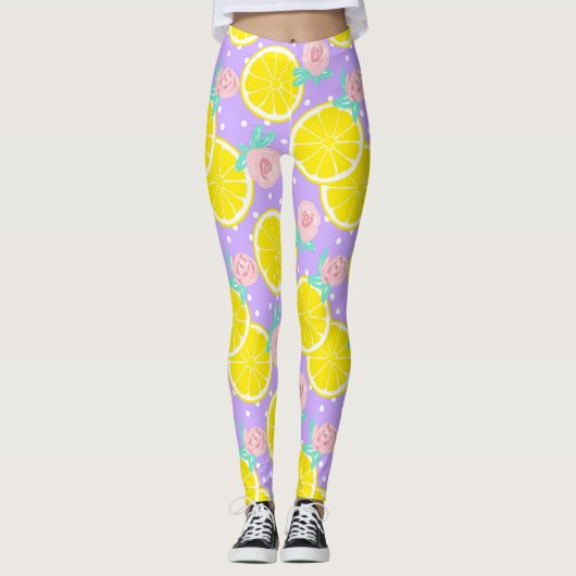 Leggings Citrons et Roses (Devant)