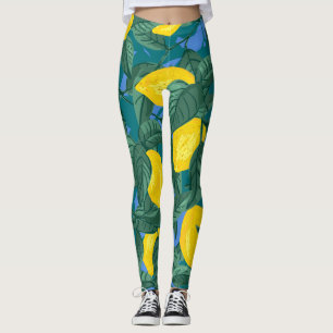 Leggings Citrons, feuille : motif tropical d'agrumes.