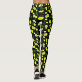 Leggings Citrons Feuilles Motif d'été moderne (Dos)