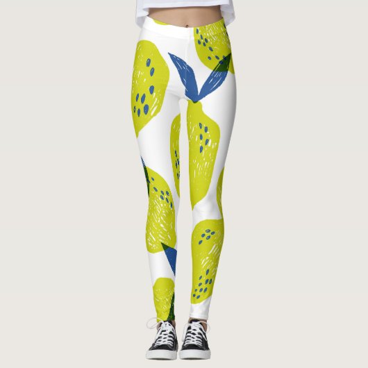 Leggings Citrons juteux : motif vintage sans soudure. (Devant)
