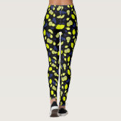 Leggings Citrons méditerranéens Feuille Bleu Jaune (Dos)