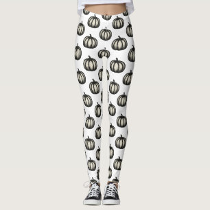 Leggings Citrouille à l'encre minimaliste – Art de la récol