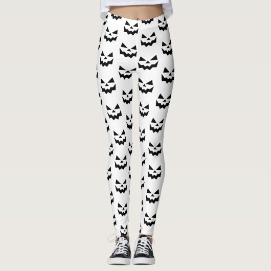 Leggings Citrouille classique Jack-o-lanterne visage noir & (Devant)