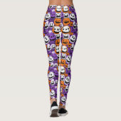 Leggings Citrouille de Halloween - Violet, Orange, Blanc (Dos)
