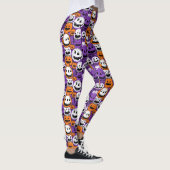 Leggings Citrouille de Halloween - Violet, Orange, Blanc (Droite)