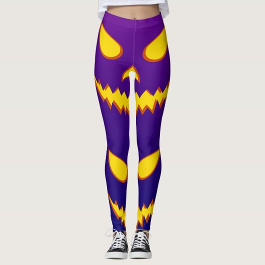 Leggings Citrouille de Jack o Lantern visage grimaçant Hall (Devant)