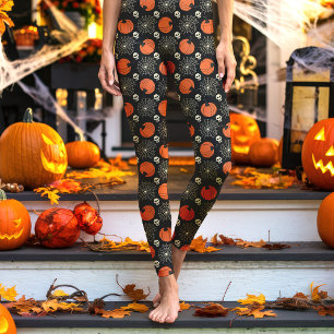 Leggings Citrouille d'Halloween et crânes festifs