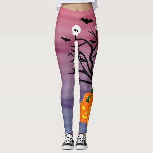 Leggings Citrouille d'Halloween Jack o’ Lanterne Dead Tree (Devant)