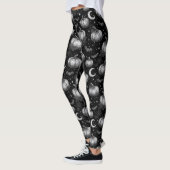 Leggings Citrouille d'Halloween noir et blanc, chauve-souri (Gauche)