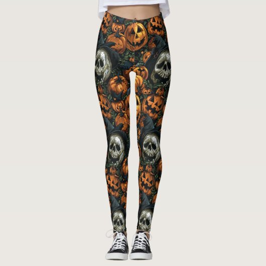 Leggings Citrouille d'Halloween sombre (Devant)