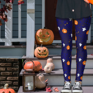Leggings Citrouille et motif fantôme d'Halloween effrayant 