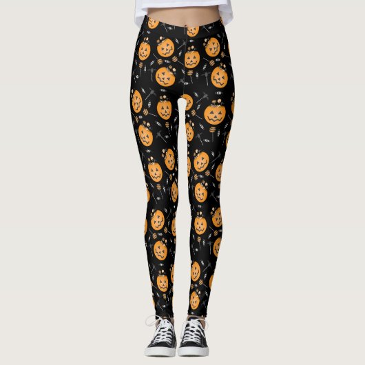 Leggings Citrouille Halloween Candy Lollipop (Devant)