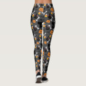 Leggings Citrouille Halloween et chats noirs Motif sans cou (Dos)