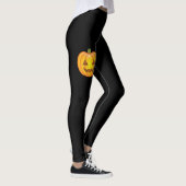Leggings Citrouille Halloween Jack Olantern en noir (Droite)