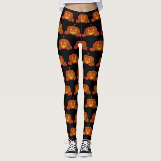 Leggings Citrouille Jack-o-lanterne (Devant)
