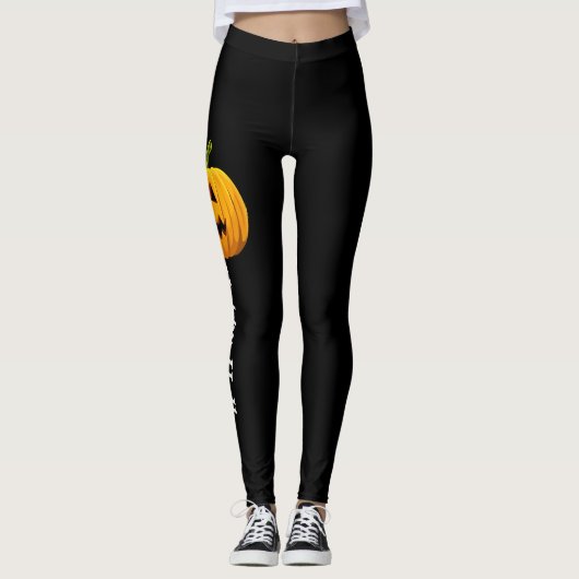 Leggings Citrouille noir orange Halloween Jack-o'-lantern (Devant)