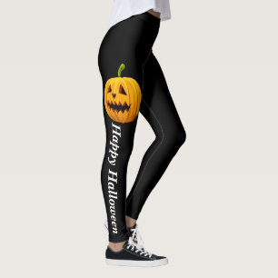 Leggings Citrouille noir orange Halloween Jack-o'-lantern