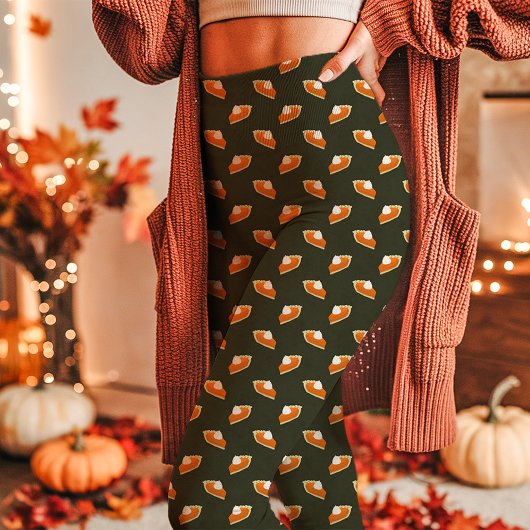 Leggings Citrouille pâté automne Thanksgiving vert