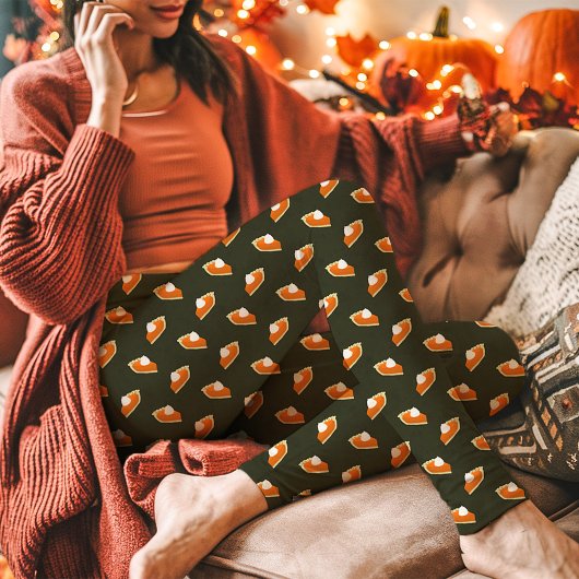 Leggings Citrouille pâté automne Thanksgiving vert