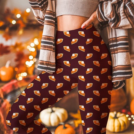 Leggings Citrouille Pie Fall Thanksgiving Bourgogne