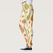 Leggings Citrouille vert et orange, motif sans soudure. (Gauche)