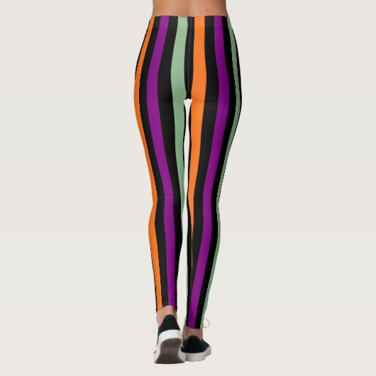 Leggings Citrouille, violet, vert et noir Vert. Rayures (Dos)