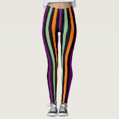Leggings Citrouille, violet, vert et noir Vert. Rayures (Devant)