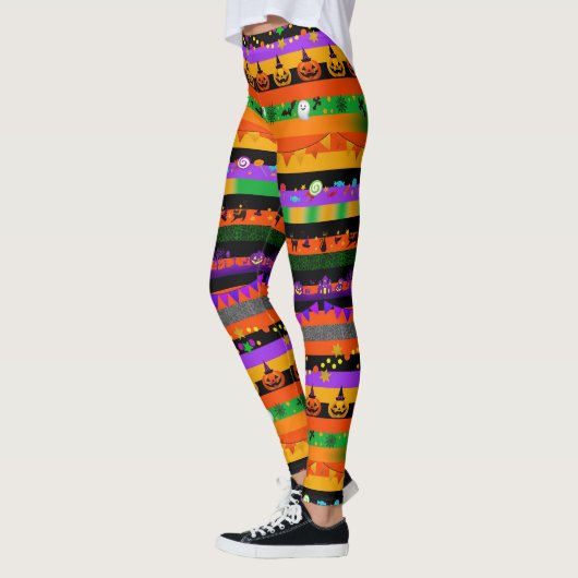 Leggings Citrouilles, chauves-souris et fête d'Halloween (Gauche)