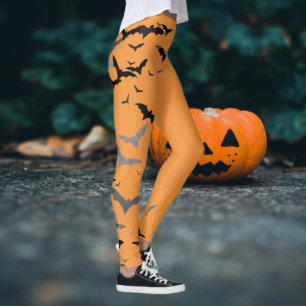 Leggings Citrouilles de chauves-souris noires rétro Girlie 