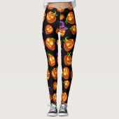 Leggings Citrouilles d'Halloween effrayants (Devant)