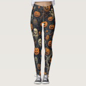 Leggings Citrouilles éffrayants et design des fantômes effr (Devant)