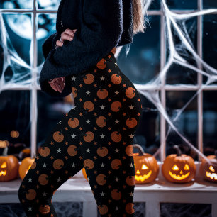 Leggings Citrouilles et étoiles noires d'Halloween