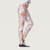 Leggings Citrouilles et fantômes d'Halloween sur rose sans (Droite)