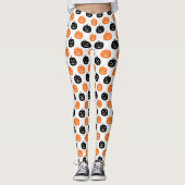 Leggings Citrouilles sculptées Halloween femmes noir et bla (Devant)